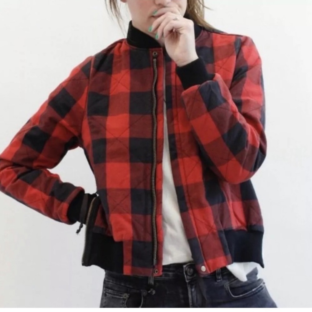 NSF Quilted Plaid Bomber Jacket - Picture 2 of 11